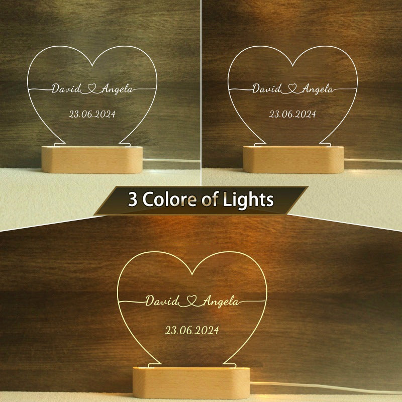 Heart-Shaped Wooden Night Light ? Warm Ambient Glow