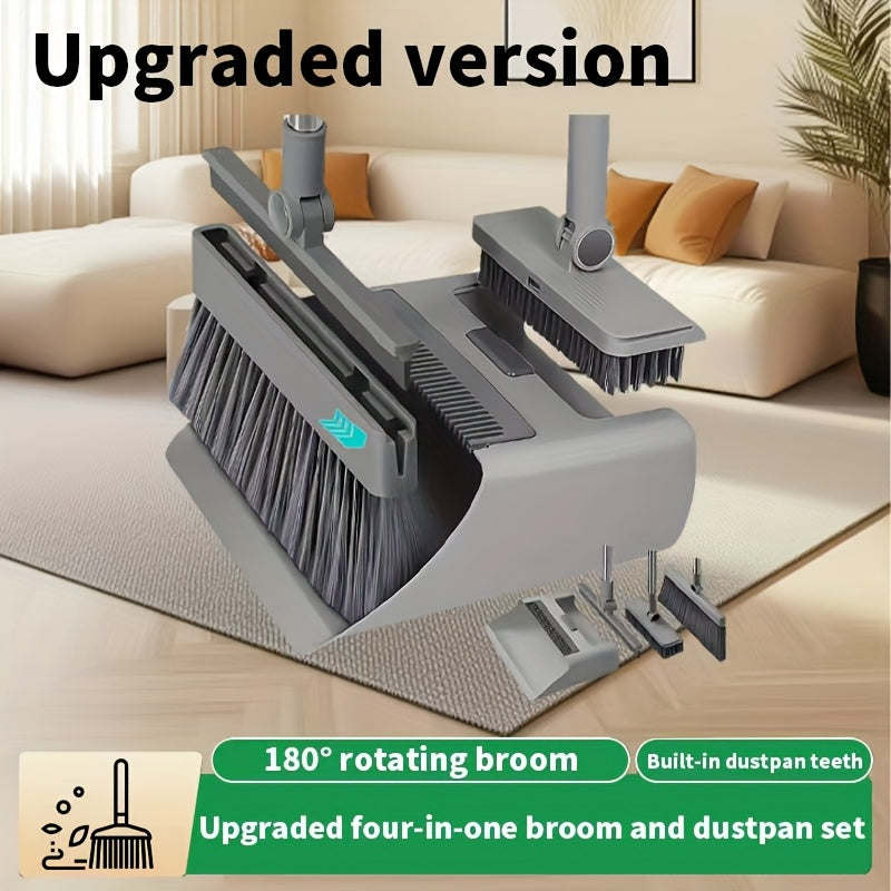 4-in-1 Adjustable Broom & Dustpan Cleaning Set (UK Stock)