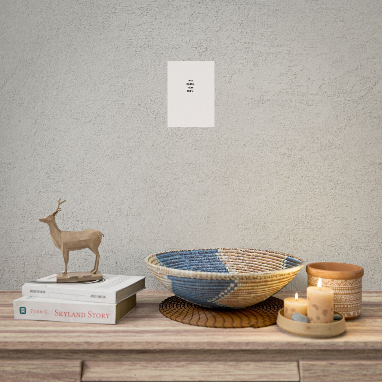 Rolled Poster – "Less Clutter. More Calm." Minimalist Wall Art for Home & Office