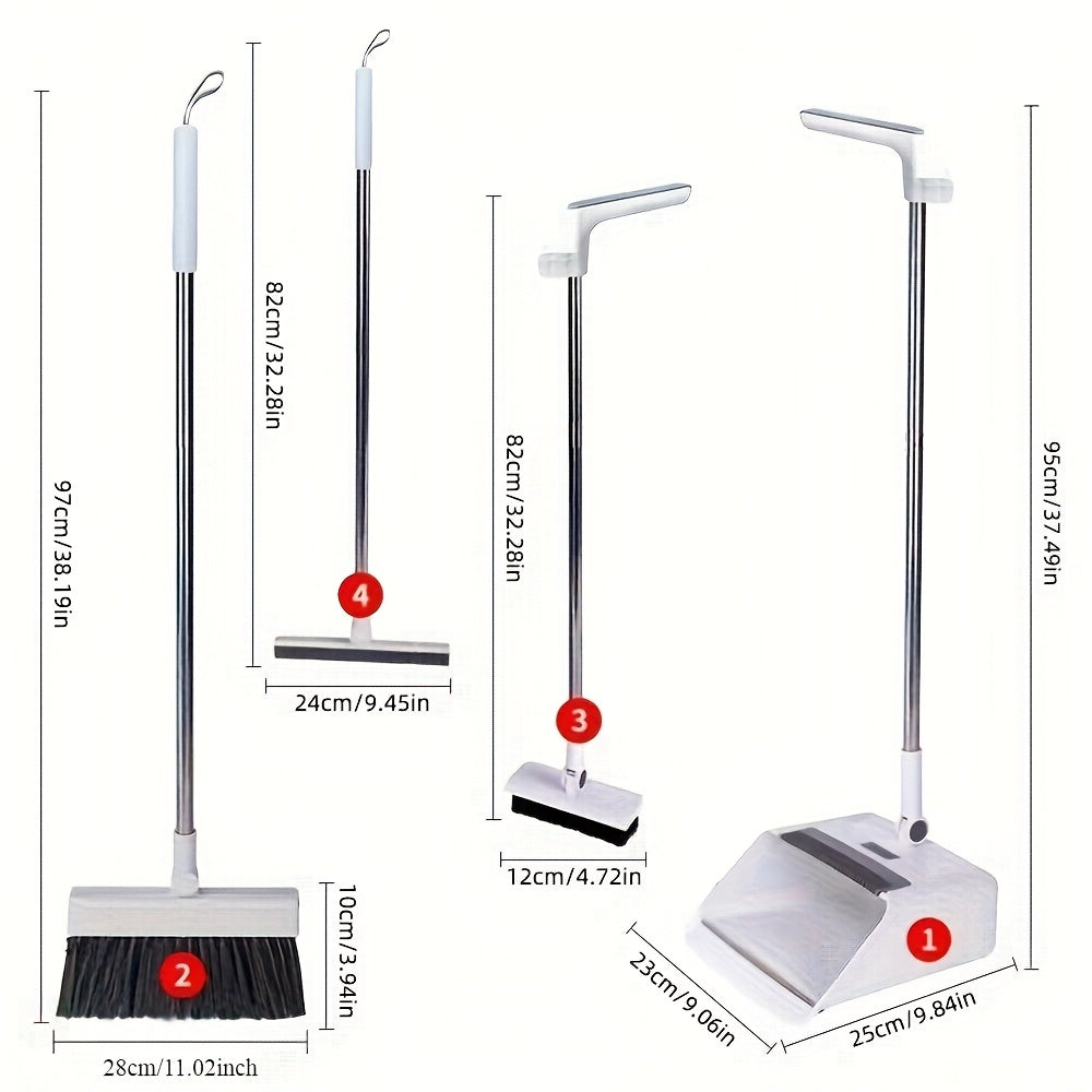 4-in-1 Adjustable Broom & Dustpan Cleaning Set (UK Stock)