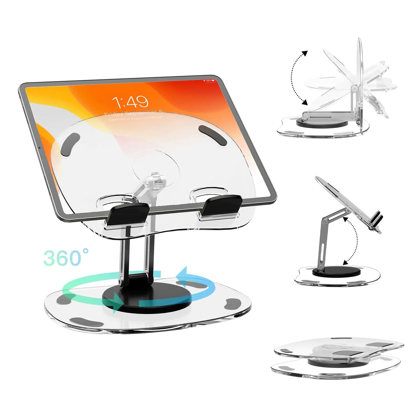 Generic Aluminium Alloy Foldable Rotation Laptop Stand & Phone Stand Holder Universal Colorful Holder for Notebook (black)